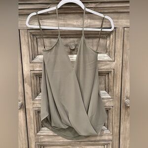 NWT Women’s NAKED ZEBRA Olive/Khaki Green Spaghetti Strap Drape Blouse (Large)